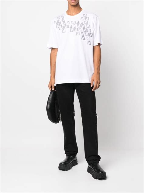 fendi white crew neck|FENDI FF Logo crew.